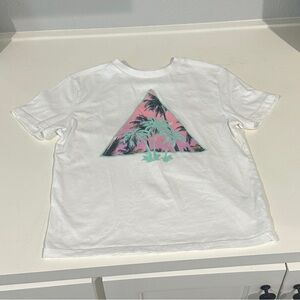 Kids White T-Shirt with Pink and Green Palm Design